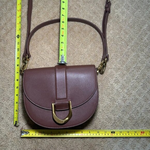 Charles& Keith Gabine Leather Saddle Bag - Brown with Brass Hardware - Picture 3 of 11